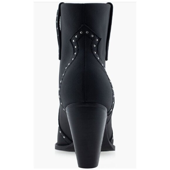 Aerosoles Womens Black Leather Lazu Studded Western Bootie Sz 7.5 New - Picture 11 of 14